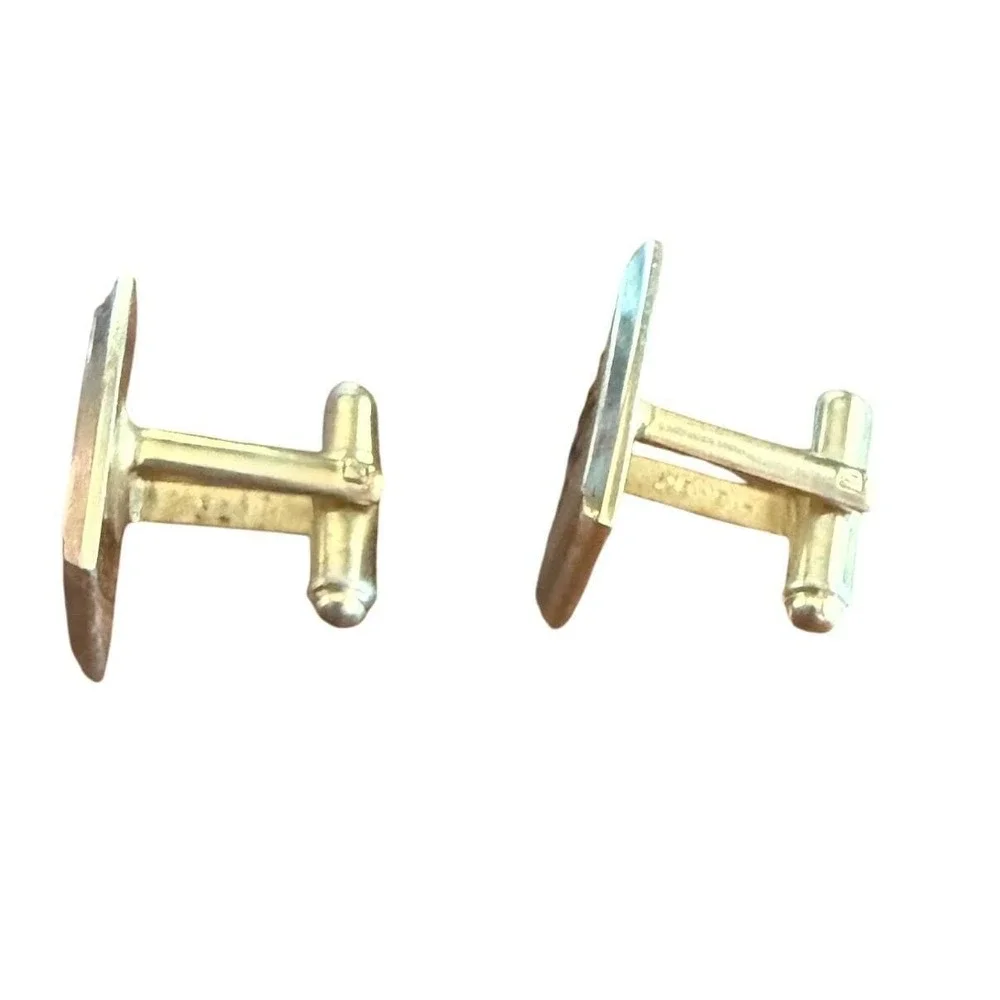 Vintage Hickok Cufflinks - Gold Tone Monogram R - Old English Initial - 1970s